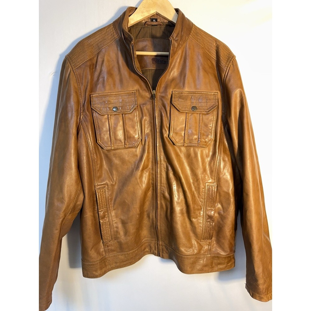 Vintage Whetblu Leather Jacket Brown XL Moto Cafe Racer Workwear